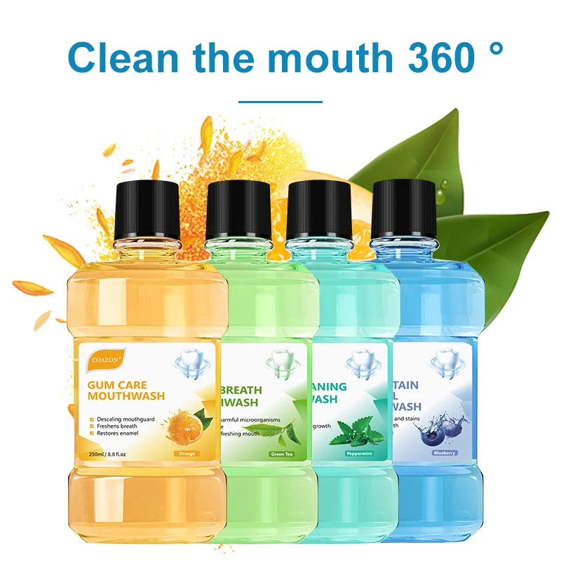 Teeth Extra Whitening Advanced Mouthwash Mint Green Tea Orange Flavor for Bad Breath Plaque and Tartar 250ml