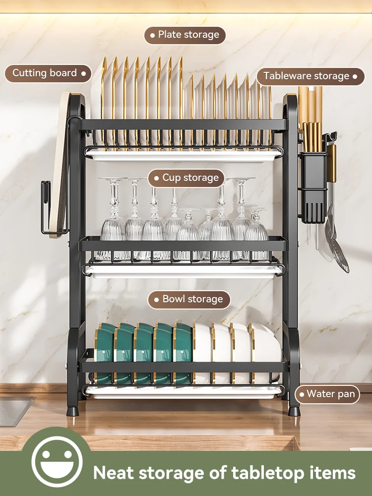 Hot selling Kitchen Dish Racks Stainless Steel 3 Tier Wire Dish Drying Racks Table Storage Dish Rack 3 Tier