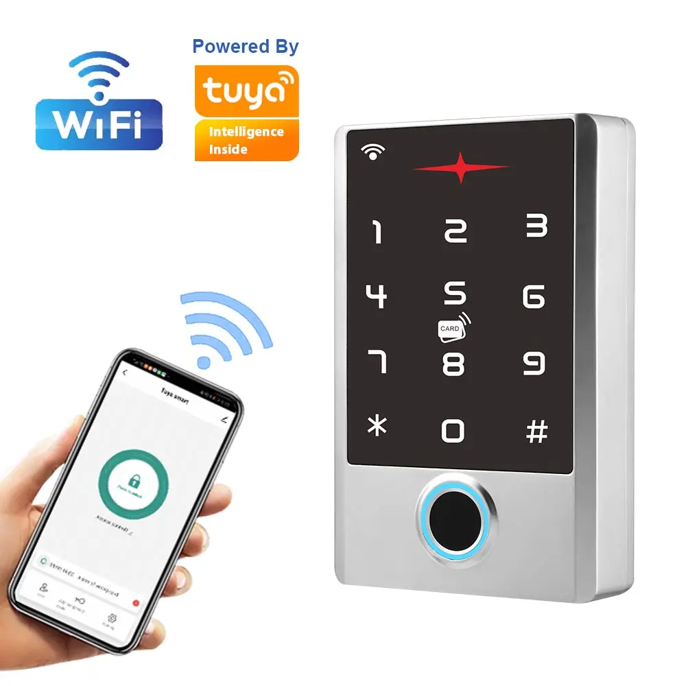 Tuya WiFi Keypad 125KHz EM Card Waterproof IP68 Fingerprint Access Control Reader
