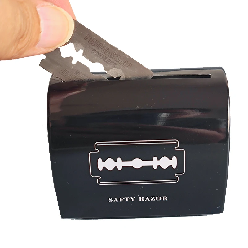DISHI customer logo razor double edge stainless steel Blade Safe Storage Bank Treatment Box For Razor Blades used blades deposit