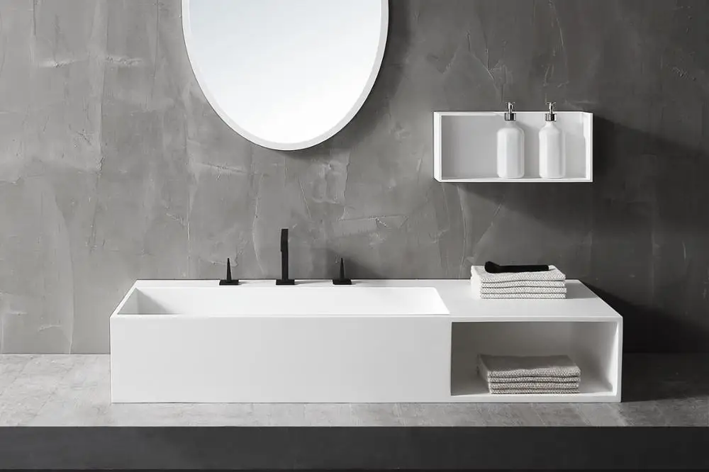 
Wall hung solid surface artificial stone acrylic bathroom sink for hotel 