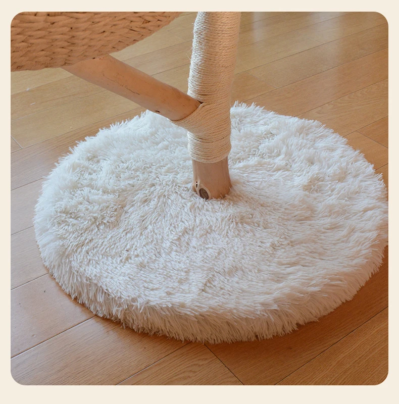Kinghon OEM Natural Wood House Luxury Cat Climbing Frame With Rattan Woven Bed And Sisal Rope Cat Scratching Posts Cat Tree