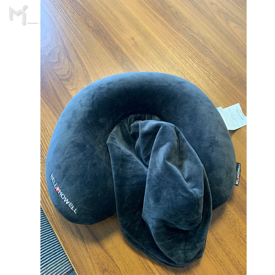 Memory Foam Neck Pillow With Hat - U Shaped Travel Pillow with Hood Sleeping Support