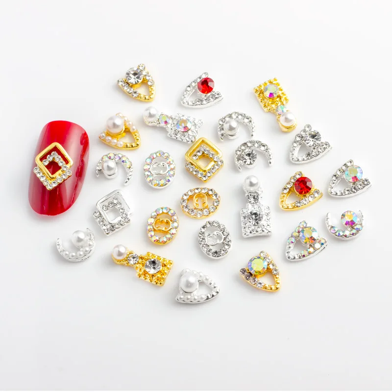 New Design Shine 3D Metal Nail Art Decoration Pearl Rhinestone for DIY Beauty Nail