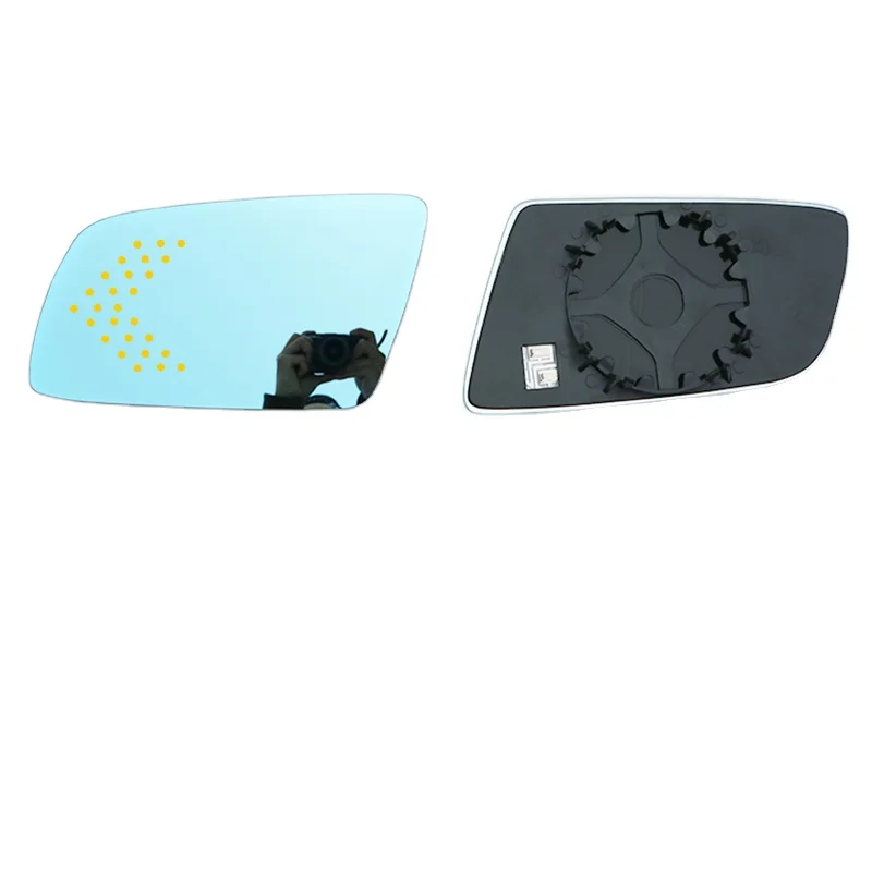 1 pair Side rearview mirror blue glass lens with LED Indicator For BMW 5 Series E60 E61 2003-2008 Wide angle view Anti glare