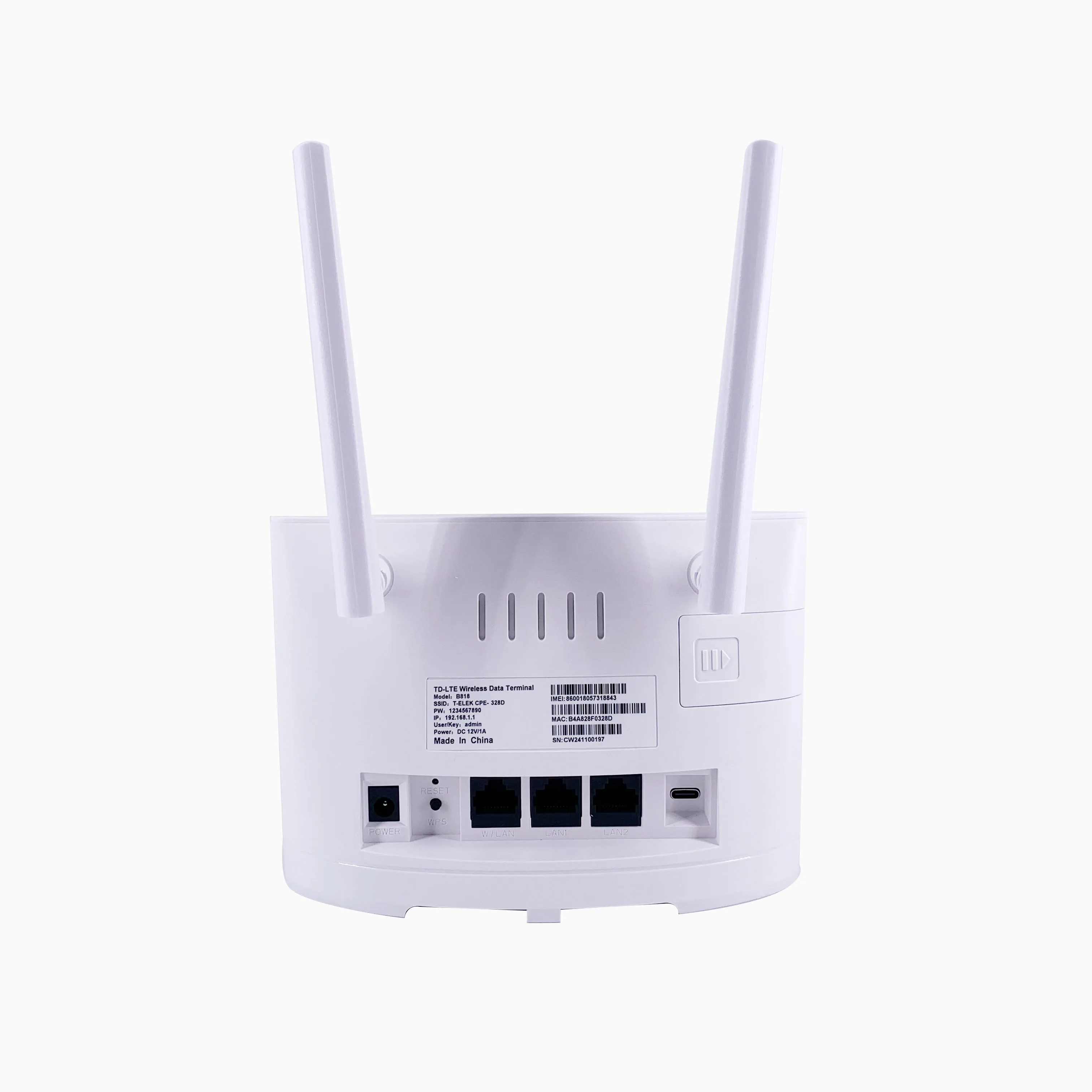 T-elek 2.4G CAT4 CPE Wifi6 Sim Card Router 4G LTE Wi-Fi Modem 300mbps Max. LAN Data Rate Firewall Function Home Outdoor Use