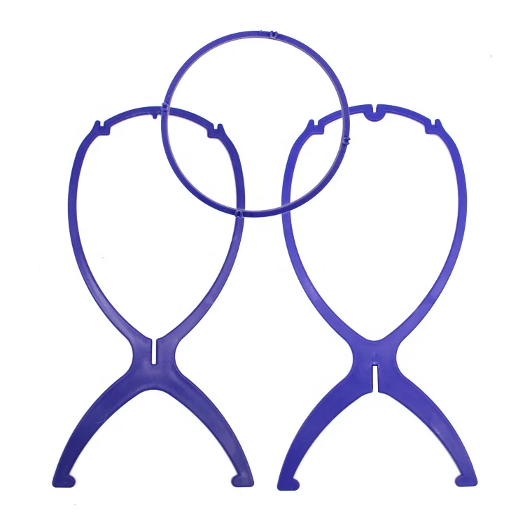 Gloway High Quality Foldable Collapsible Hanging Adjustable Custom Hair Wig Stand Plastic Wig Holder Tripod Display Stand