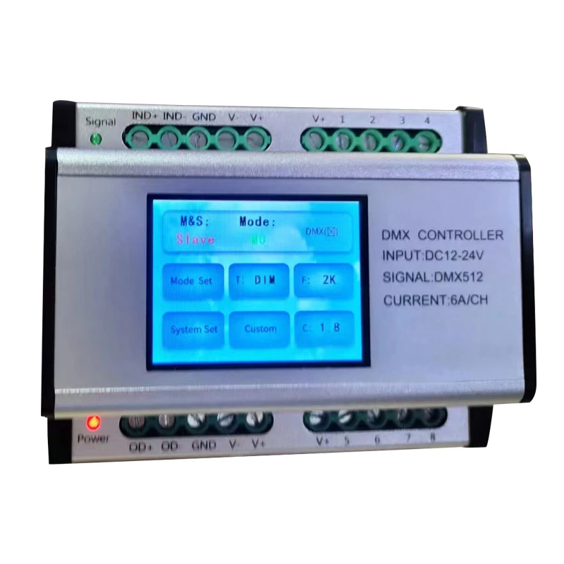 Dmx512 декодер сигнала рельсового типа ЖК-дисплей 8-канальный Dmx диммер пакет Cct Rgb Rgbw адресуемый светодиодный контроллер света