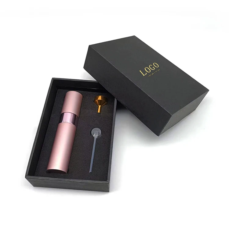 factory custom mini rectangle black perfume gift set empty paper box perfume bottle packaging box