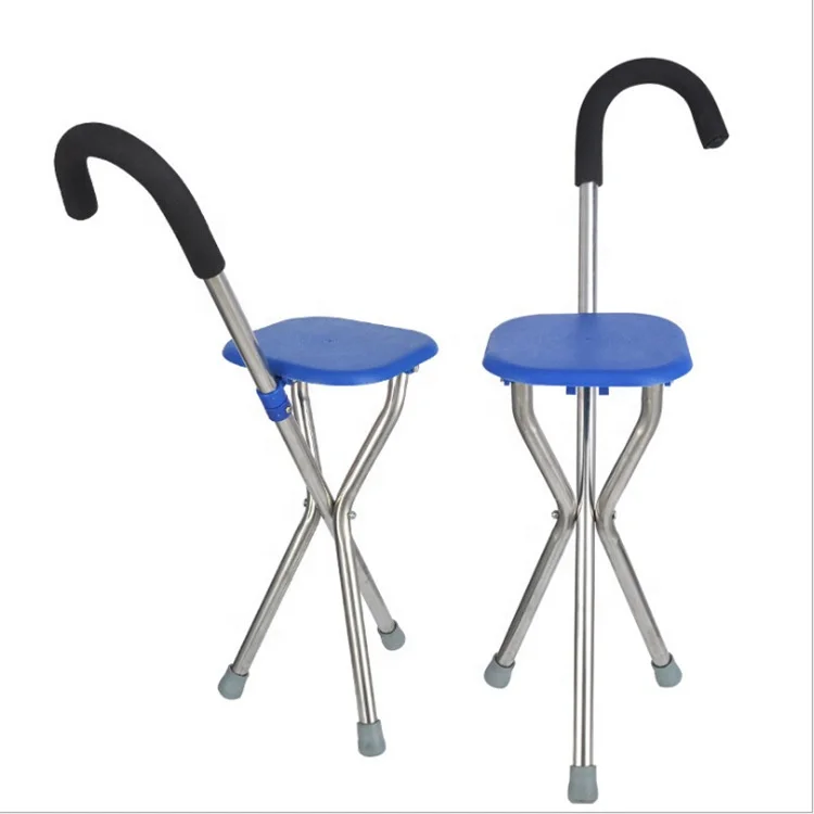Three-legged Cane Walker With Seat Cane Crutches Cane Stool Crutch Chair Stool For The Elderly