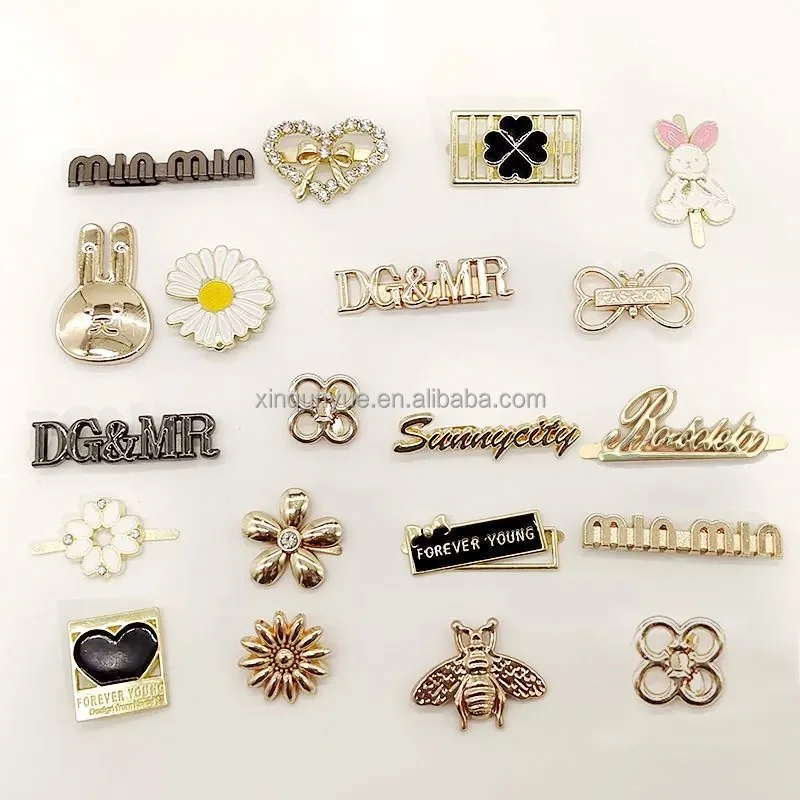 Custom Logo Decorative Zinc Alloy  Tag Embossed Metal Shoes Bags Swimwear Brand Logo Shoes Bags Swimwear Brand Logo