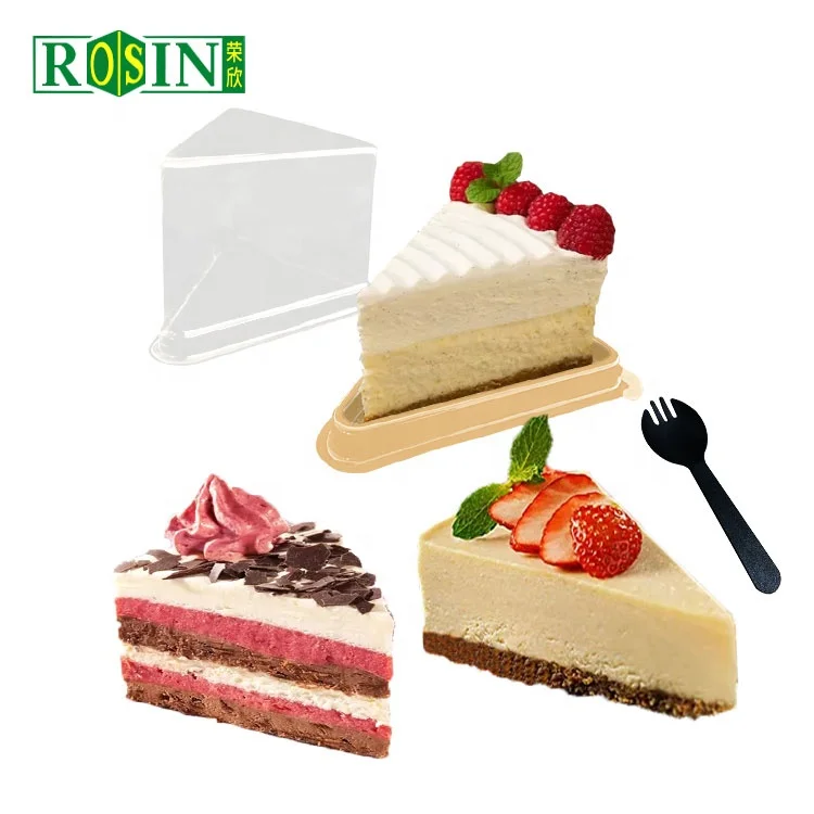 Custom Plastic Black Cake Blister Tray Packaging Triangle Pet Clear Plastic Cake Containers With Lid For Cheese Cake