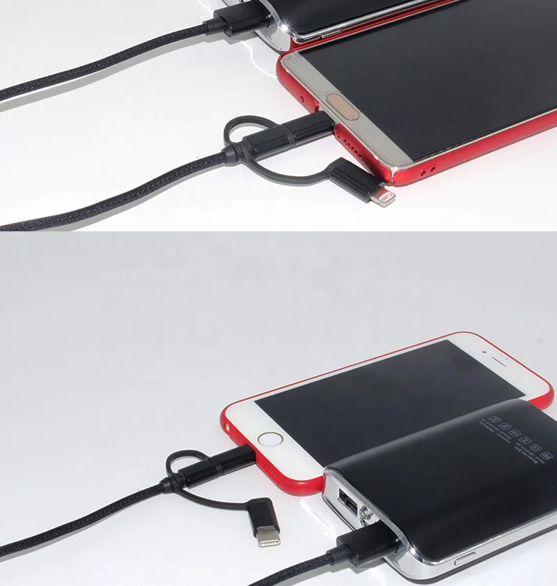 Best Sales Rotation Mode Three In One Fast Charging 2.1A Cable Data Line For IOS/Andriod Lighting Micro-USB Type-C
