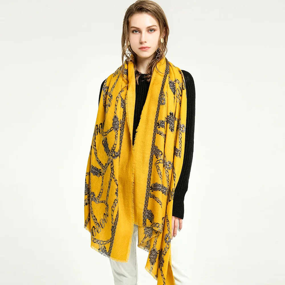 brand new autumn winter chain pattern printed hijab shawls scarves for women