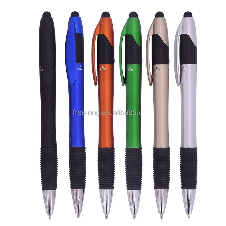 
High Quality Customizable Ball Point Pen 3 Color Ball Pen Refills Inside Stylus Ballpoint Pen 