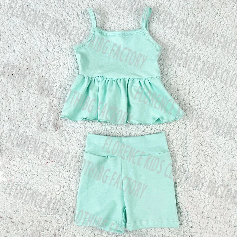 DH OEM juegos para ninos pequenos hot sale comfortable solid color girl clothing sets summer 13 years