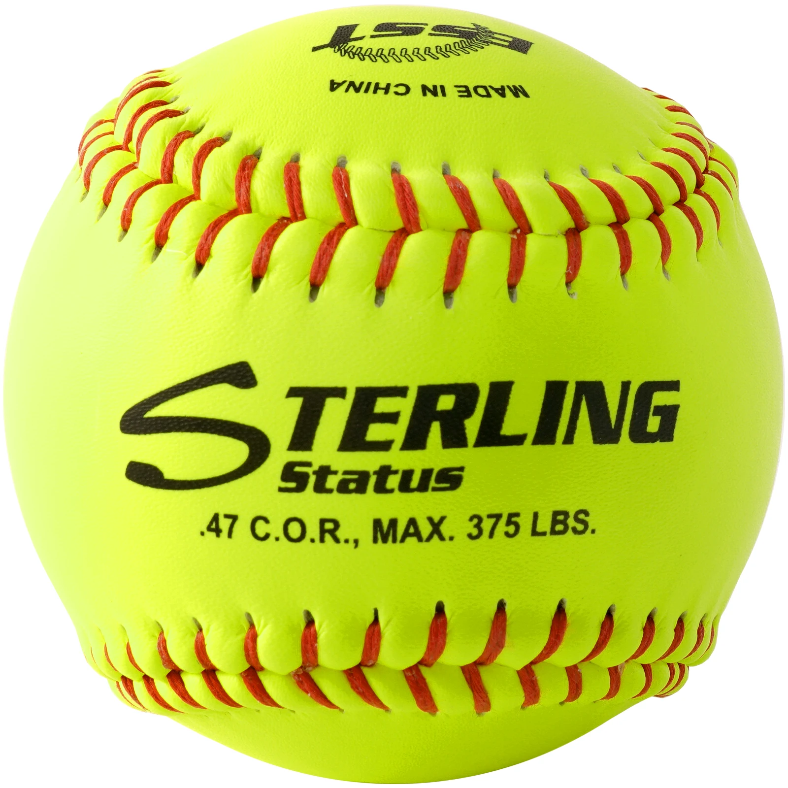 12 Inch Yellow Split Leather and Poly Core Softball Training Competition Ball 47 C.O.R MAX 375 LBS Sports Training Softball Ball