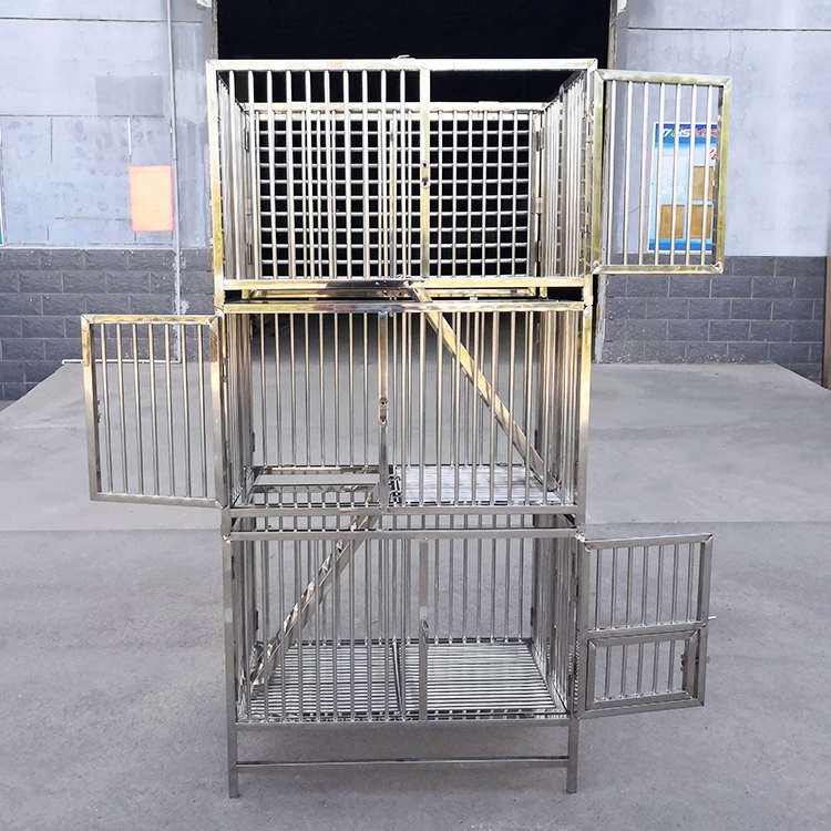 3-layer Household Pet Habitat Cat Villa Houses Cage Wooden Case Metal Large Stainless Steel Animal Sustainable Button 2pcs Lize