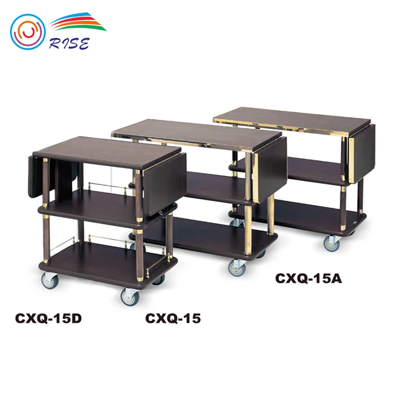 Modern commercial Hotel furniture solid wood finished dessert liquor storage service trolley
