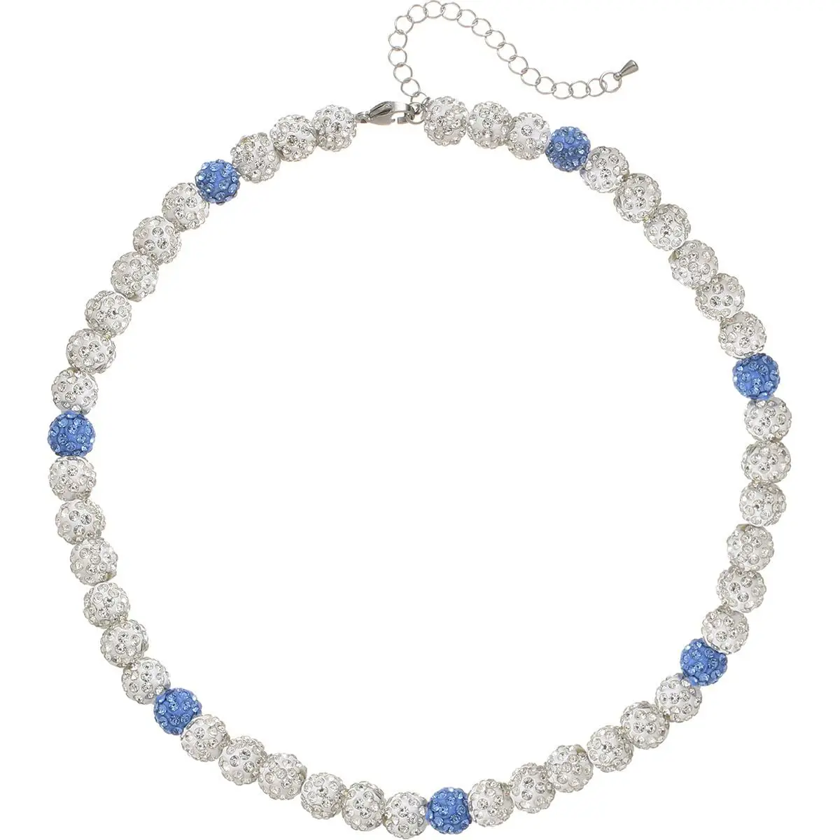 2024 Fashion Jewelry Shinny 10mm Rhinestone Ball Baseball Inspired Beaded Necklace Sparkle Bling Disco Ball Beaded Necklaces