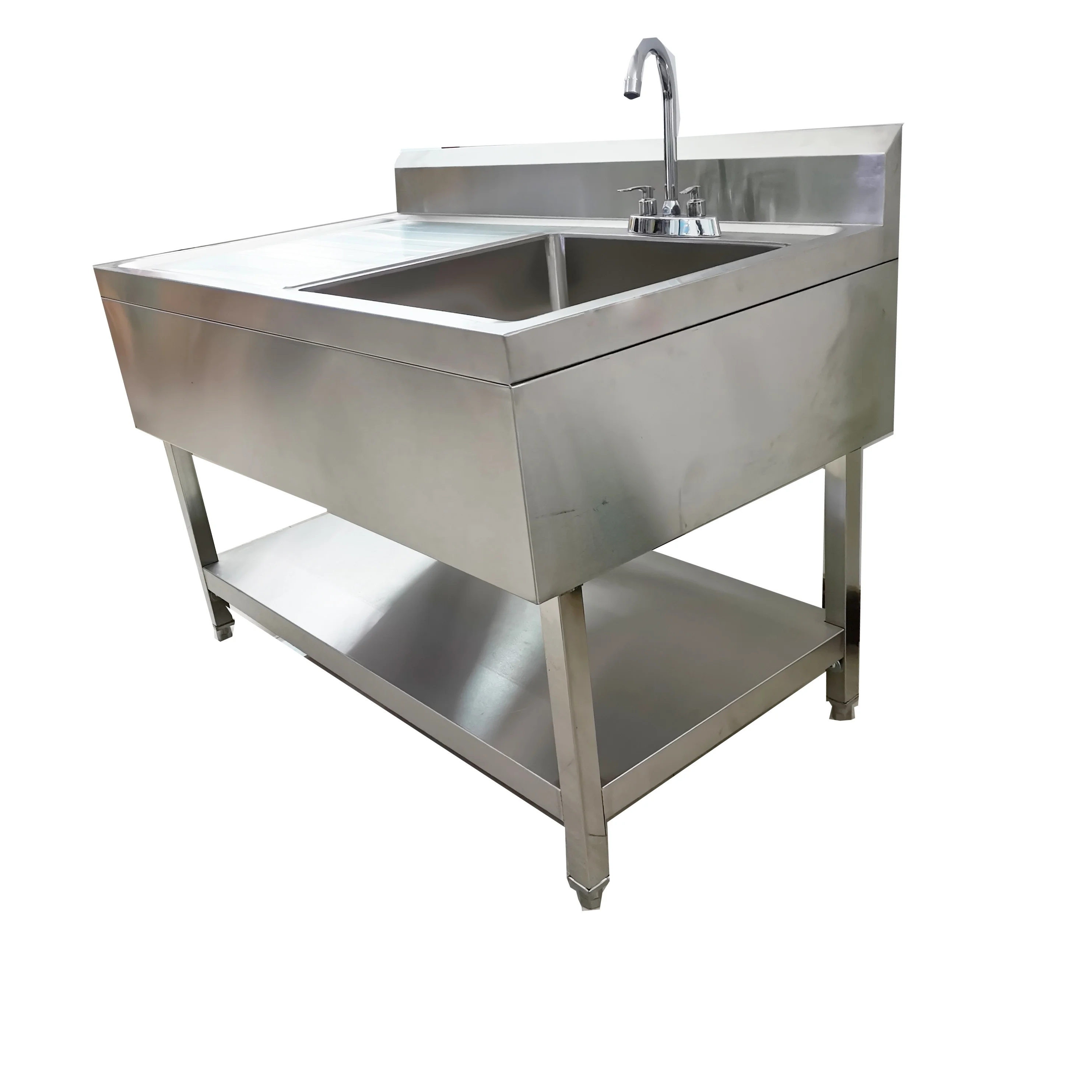 Customized Factory Wholesale Stainless Steel Washing Sink with Adjustable Drain Board Commercial Industrial Kitchen Sink