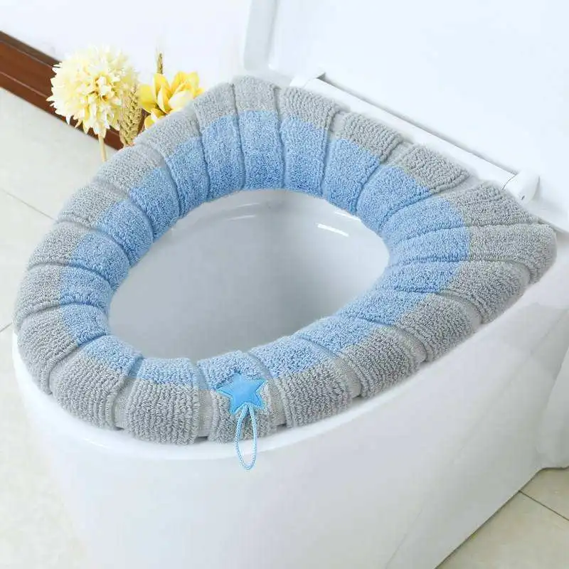 New thickened toilet seat cushion soft washable universal Nordic toilet seat cover with handle in winter