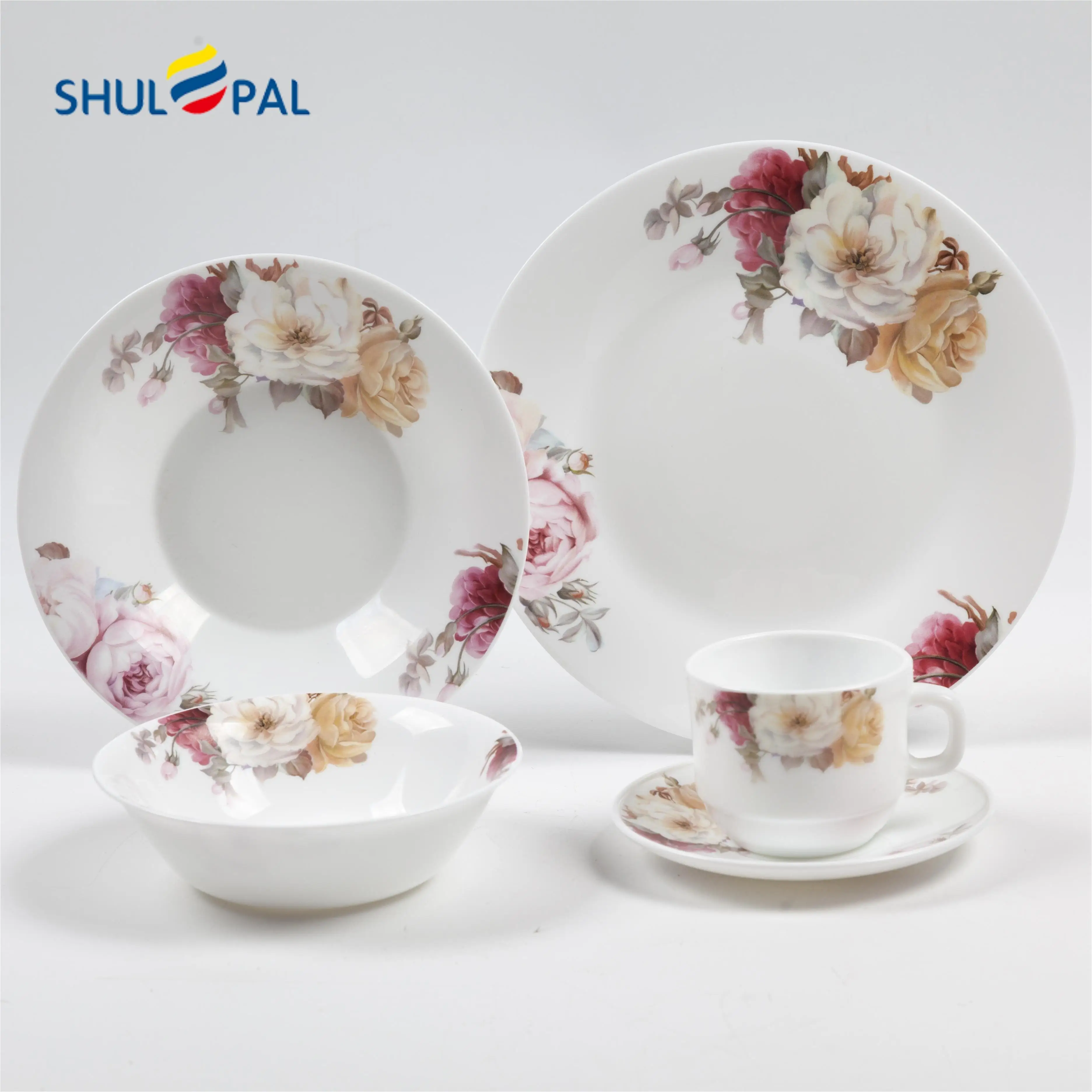 Afternoon Tea tableware Set Customize Decal 5pcs dinner set with Tea cup dinnerware Sets wholesale