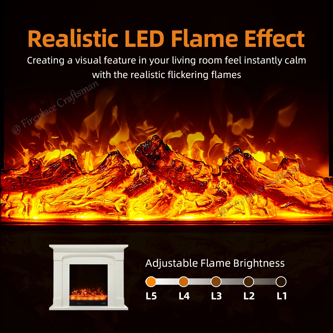 DIY Freestanding Decorative Wood White Brown Black Electric Fireplace Suite Led Light Mantel Fire Place Indoor Fireplace Mantle