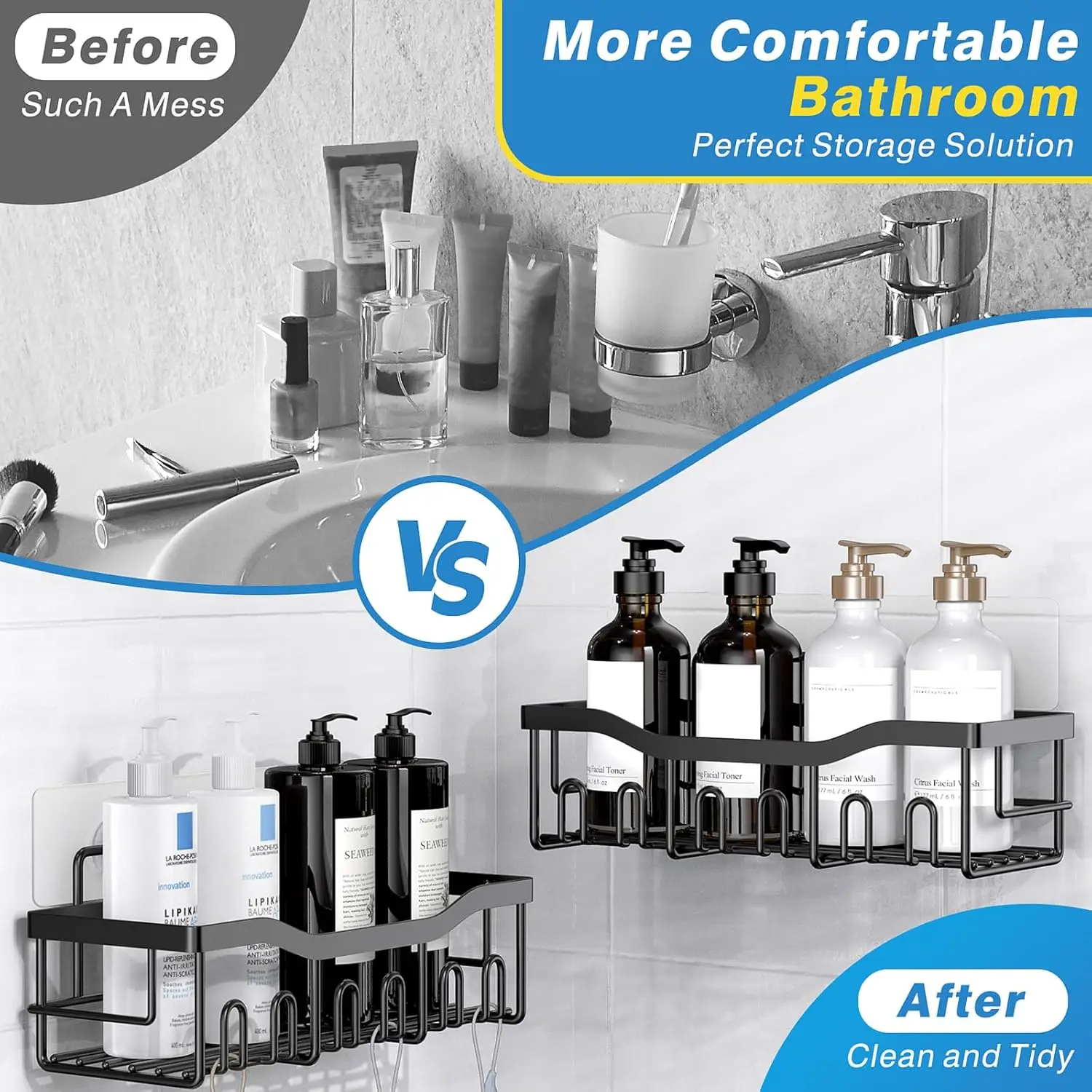 Metal Wall-mounted Toilet Rack Organizer Bathroom Organization Corner Storage Shelf Accessories