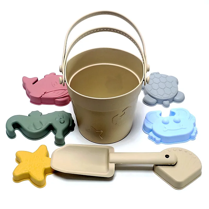 Silicone Beach Toys for Kids  Sandbox Best Silicone Toddler Beach Toy Set for Travel Collapsible Beach Bucket