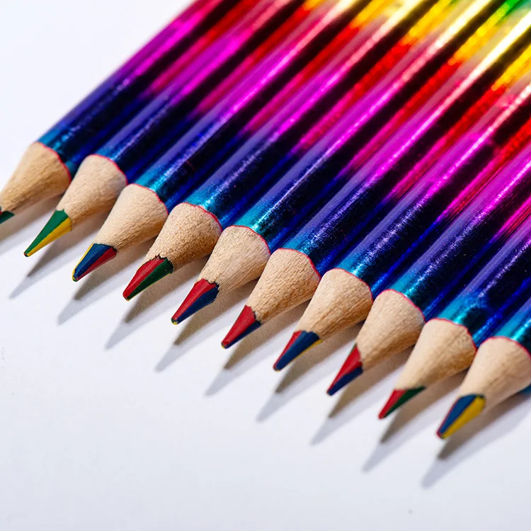 Wholesale Promotional 4 colors in 1 lead multi colored rainbow color pencil for gift