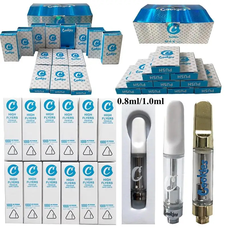 
Cookies Vape Cartridge Packaging High Flyers 0.8ml 1ml Ceramic Empty Vape Pen Cartridges 510 Thread Oil Cookies Carts Atomizer P 