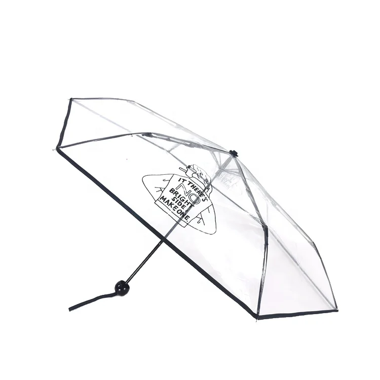 19inch  Custom Three Fold Transparent Poe wholesale Umbrella with custom logo prints