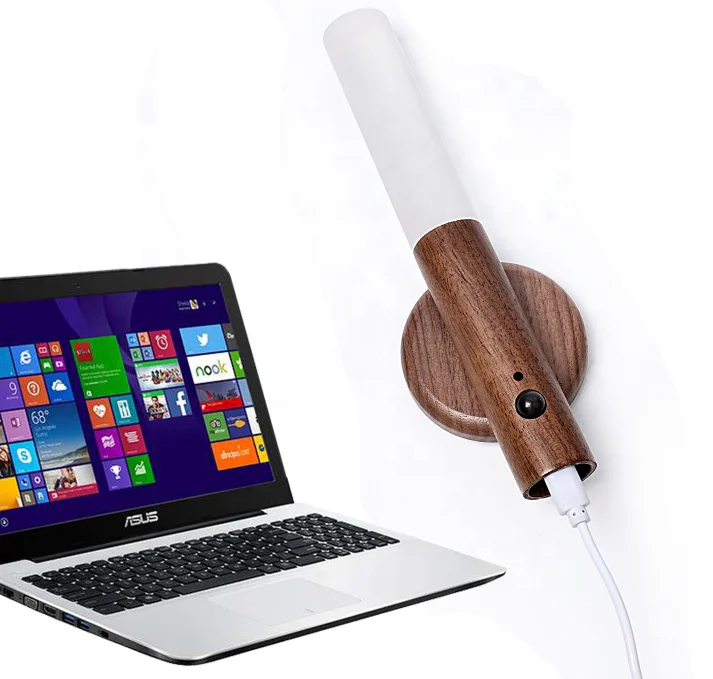 Led Auto Wireless Motion Sensor Night Light USB Rechargeable Wooden Portable Magnetic Smart Indoor Wall Cabinet Hanging Lights