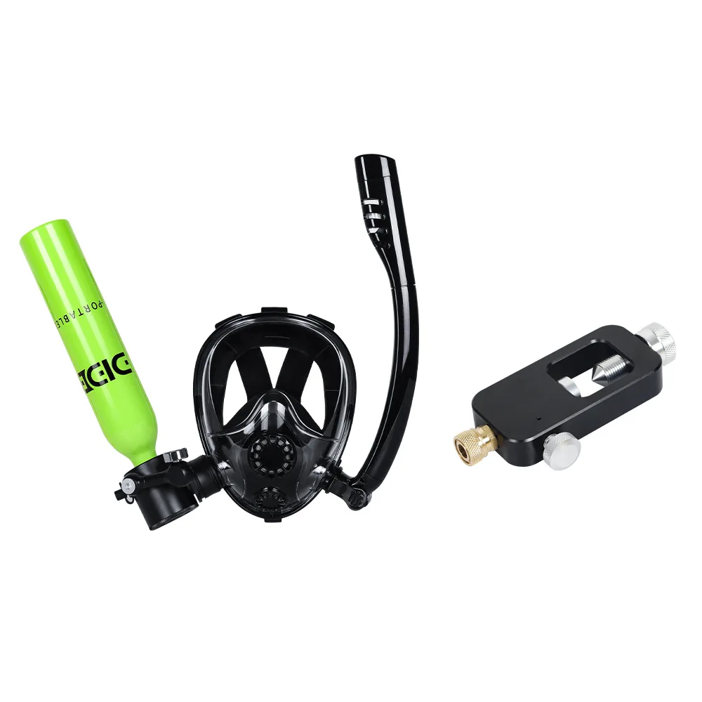 2024 Portable 0.5L Full Face Snorkel Mask & Breathing Tube Underwater Air Cylinder Kit Mini Scuba Diving Tank