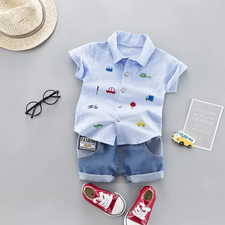 Little boys clothes 2022 Summer New Korean Style Baby Short Sleeve shirt 2-piece Set