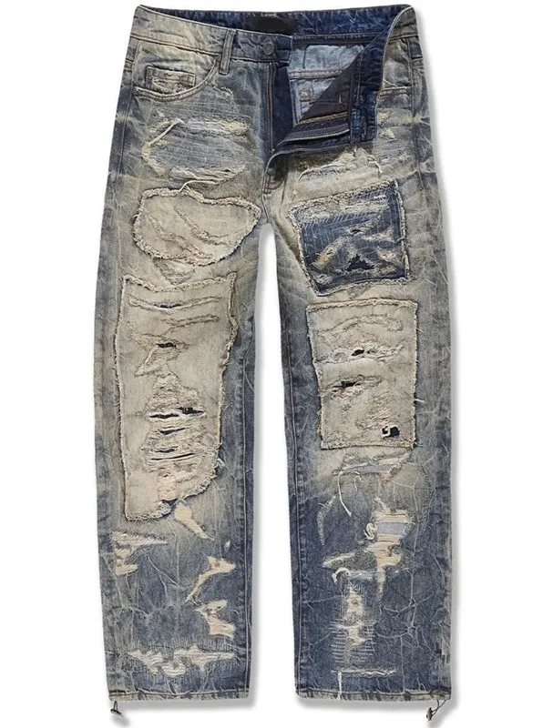 Factory Jeans Wax wrinkle Slim-fit custom print for men Buy pants Wholesale jeans for skinny men