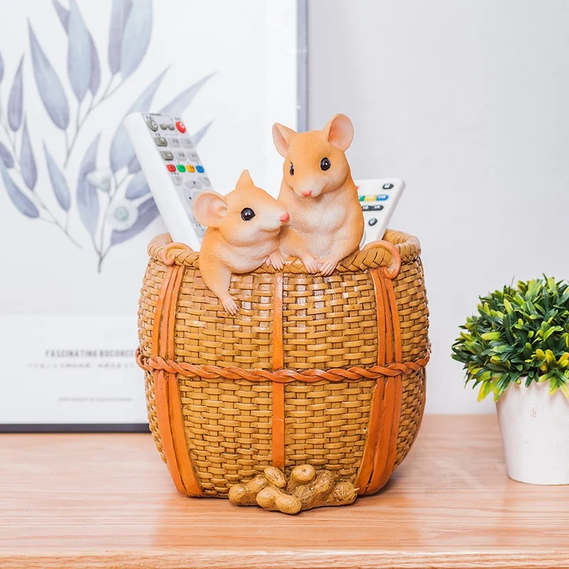 handmade crafts chinese style mouse statues office accessories pencil holder