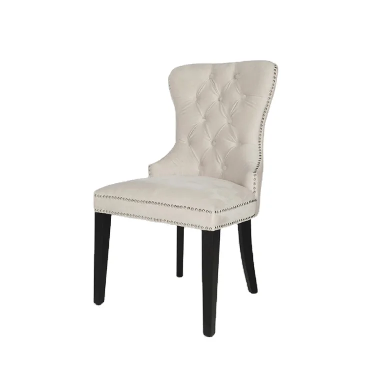 High Quality famous designers upholstered button wingback  fabric dining chair