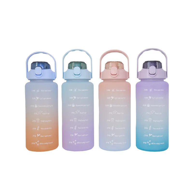 Wholesale 2L Inspirational Water Bottle Bottle with Straw with Time Reminder BPA Free Tritan Pp Camping Plastic Sports Bottle
