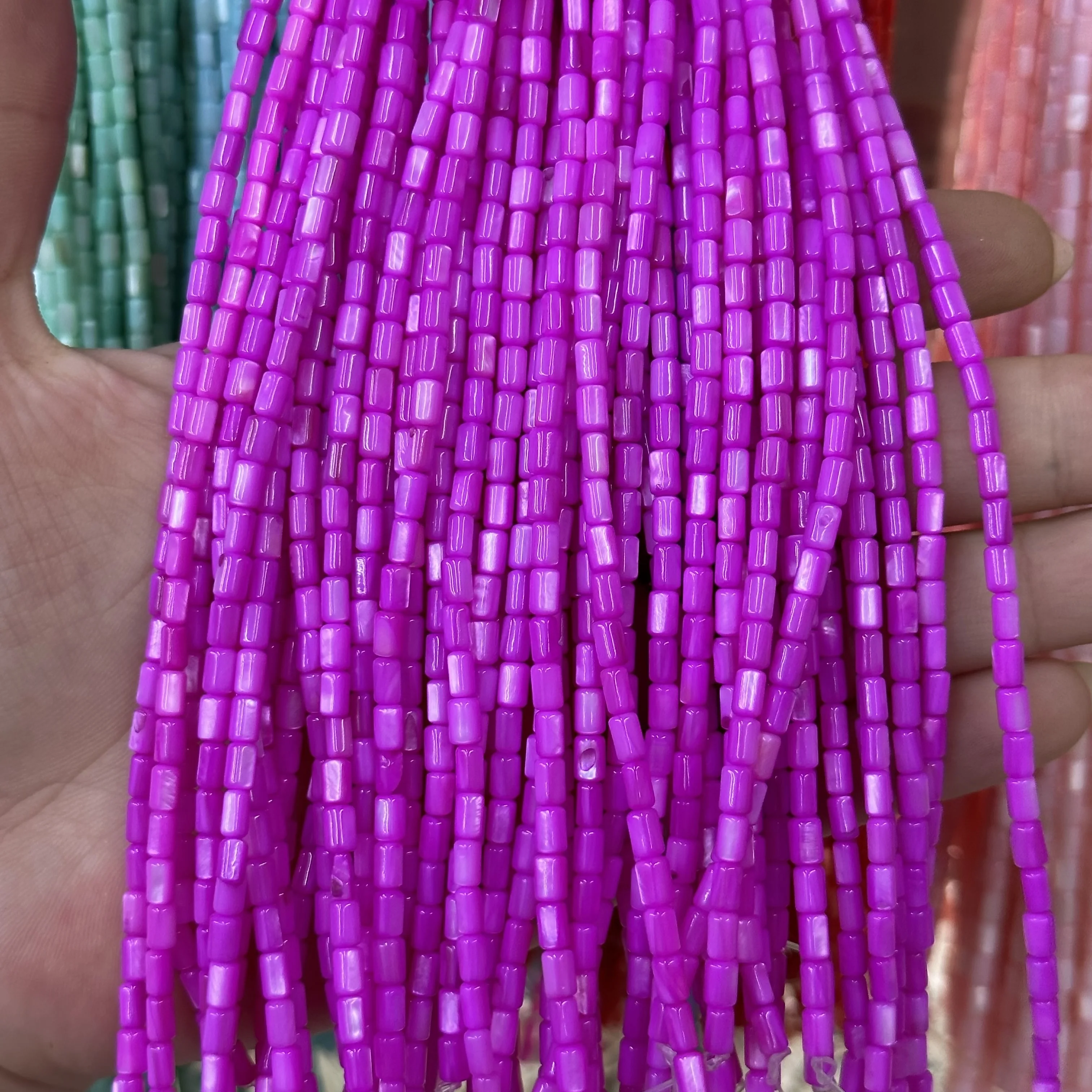 New fresh water shell 3*5mm round tube straight tube shell beads loose handmade diy ear bracelet semi-finished wholesale