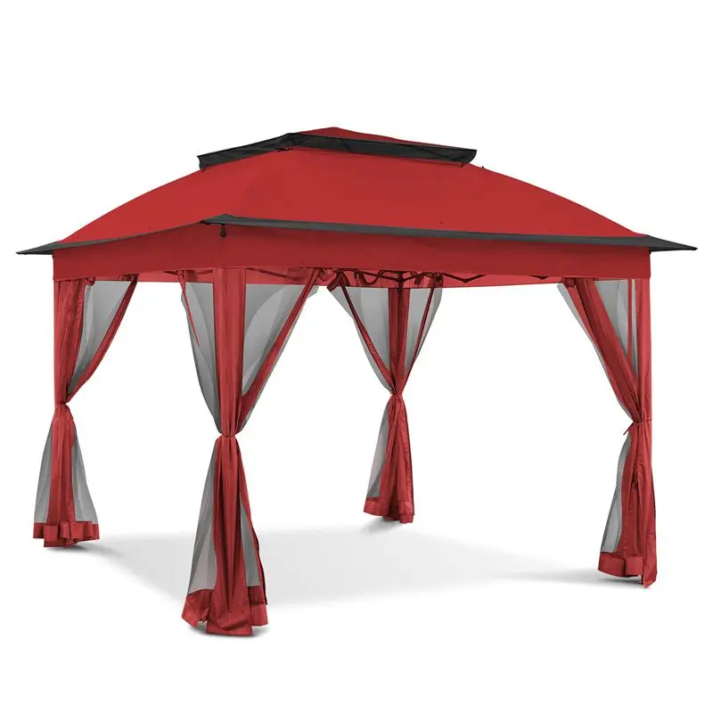 High Quality Solid Hardtop Gazebo Tent Backyard Garden Gazebo Outdoor Deluxe Steel Deluxe Gazebo with Sidewall
