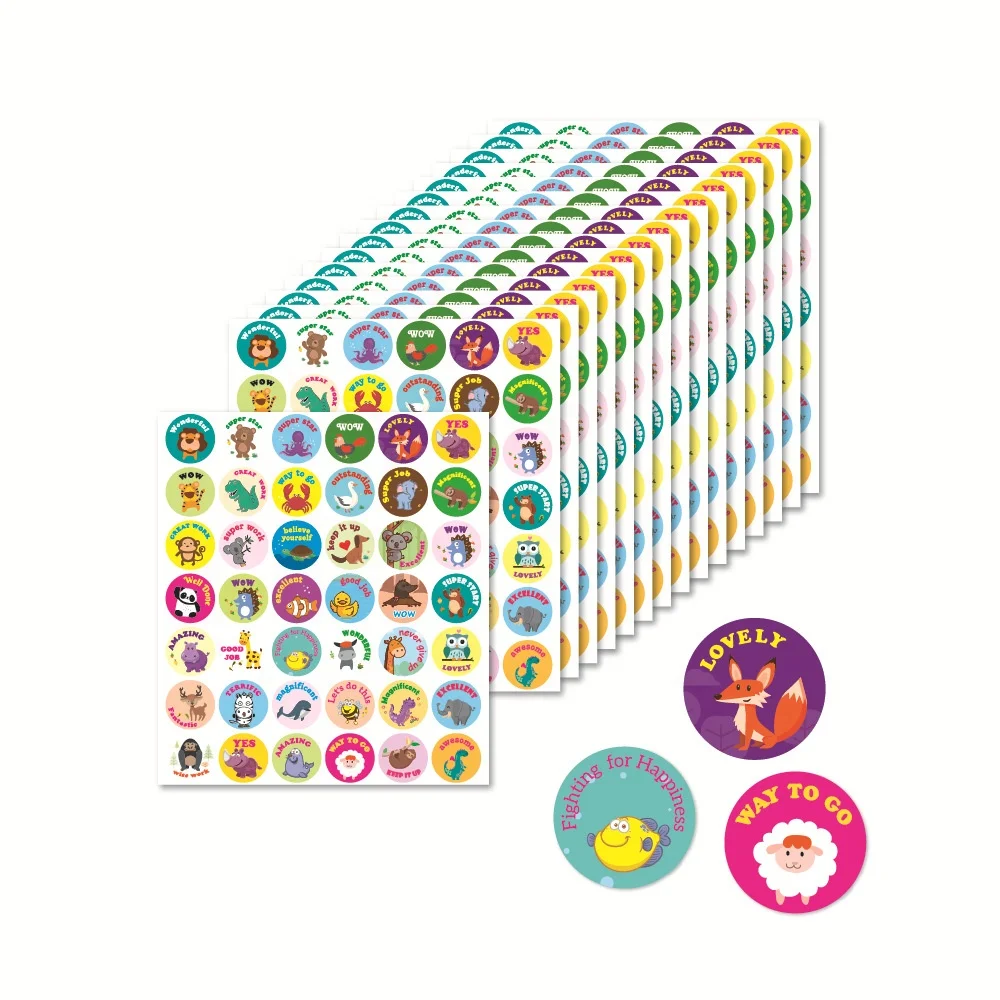 42 pcs High quality adhesive  stickers creative teaching cartoon stickers cute animal rewards stickers for kids
