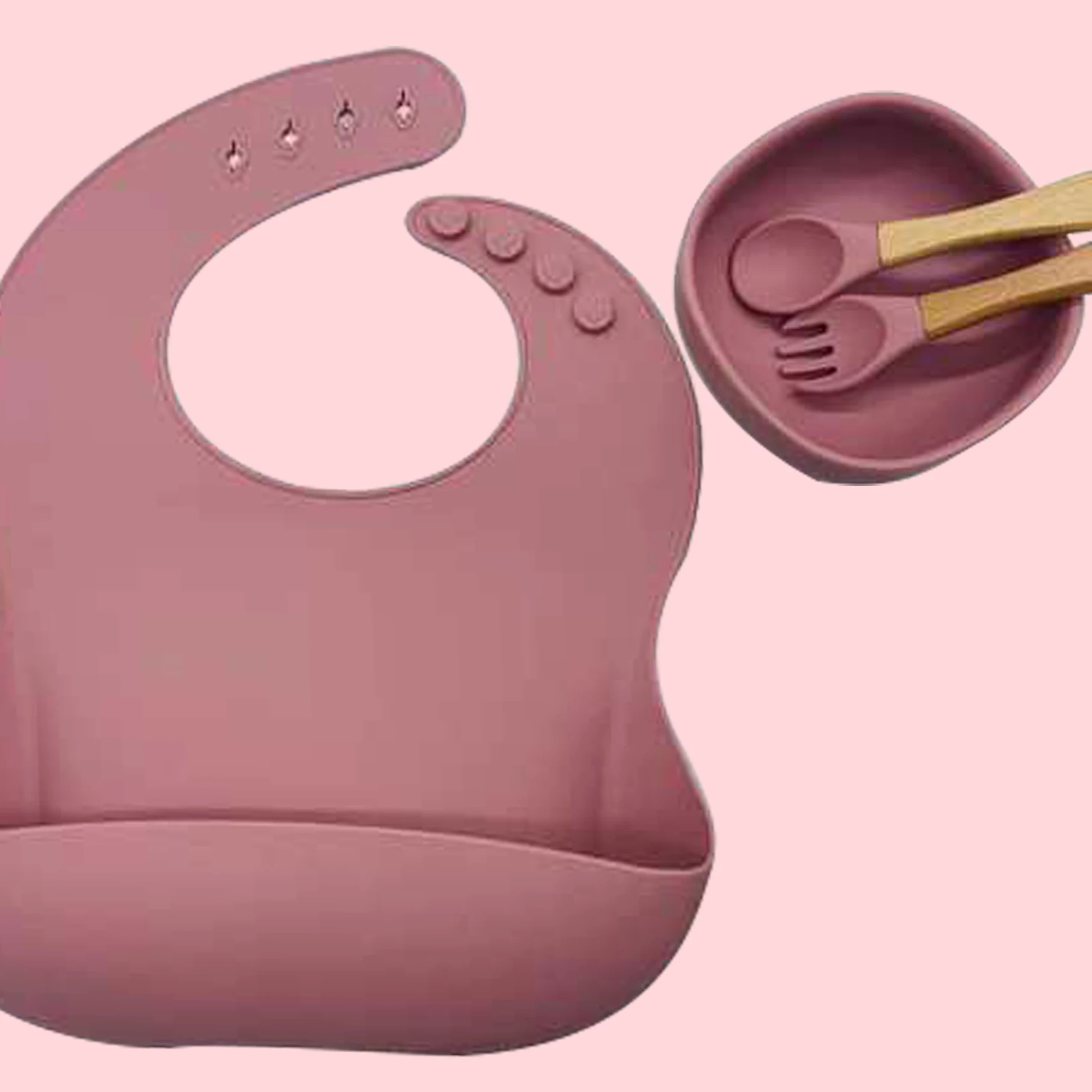 BPA Free Baby Mat Feeder Cup Eco Bib Kids Divider Spoon Silicon Dishes Feeding Set for Babycare
