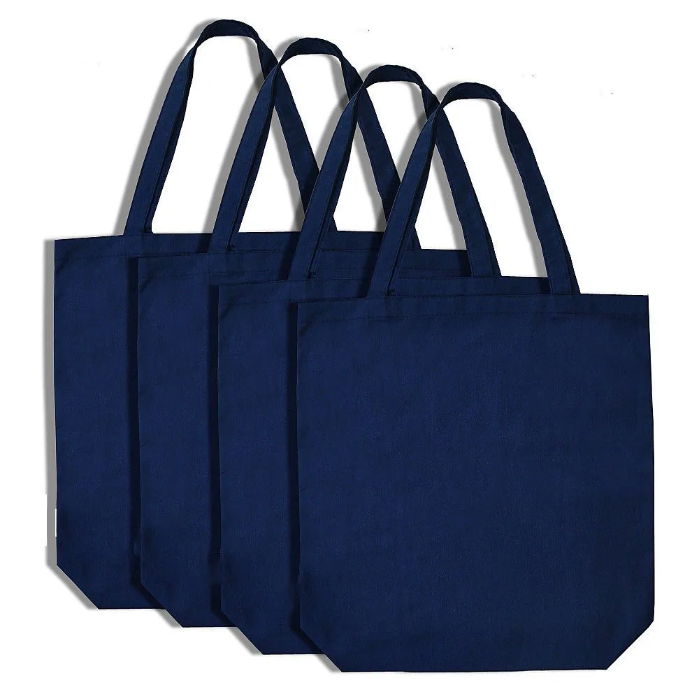 Custom Logo grocery reusable Foldable Hemp Cotton Recycled Grocery Shopping navy blue Bags small Reusable Tote shopping Bag