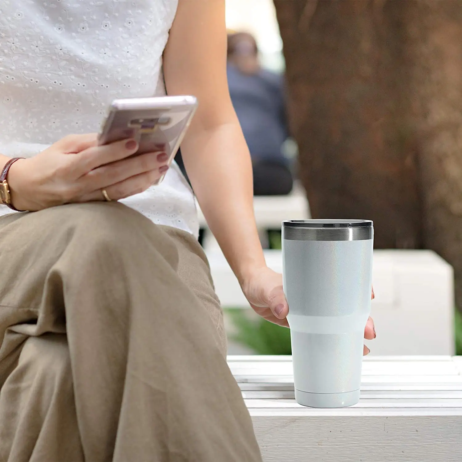 Skinny Stainless Steel flat bottom Double Insulated glass with lid Outdoor durable travel thin bottle Keep hot and cold