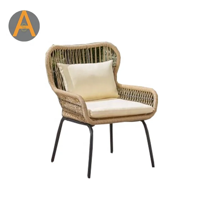 New design patio furniture set natural rattan cafe table and chair aluminum garden set