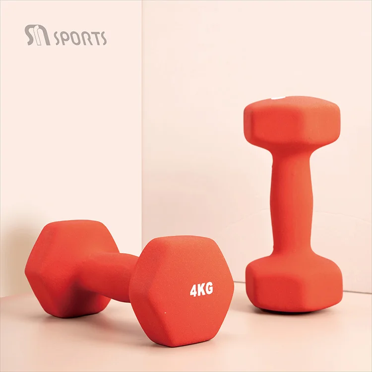 Chinese Manufacturer 4kg Rubber Hex Gym Dumbbell Set
