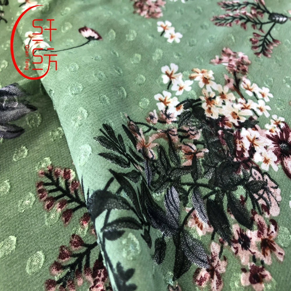 Fabric colorway dubai chiffon jacquard dot printed fabric chiffon african clothing fabric cloths for women dress in 80gsm