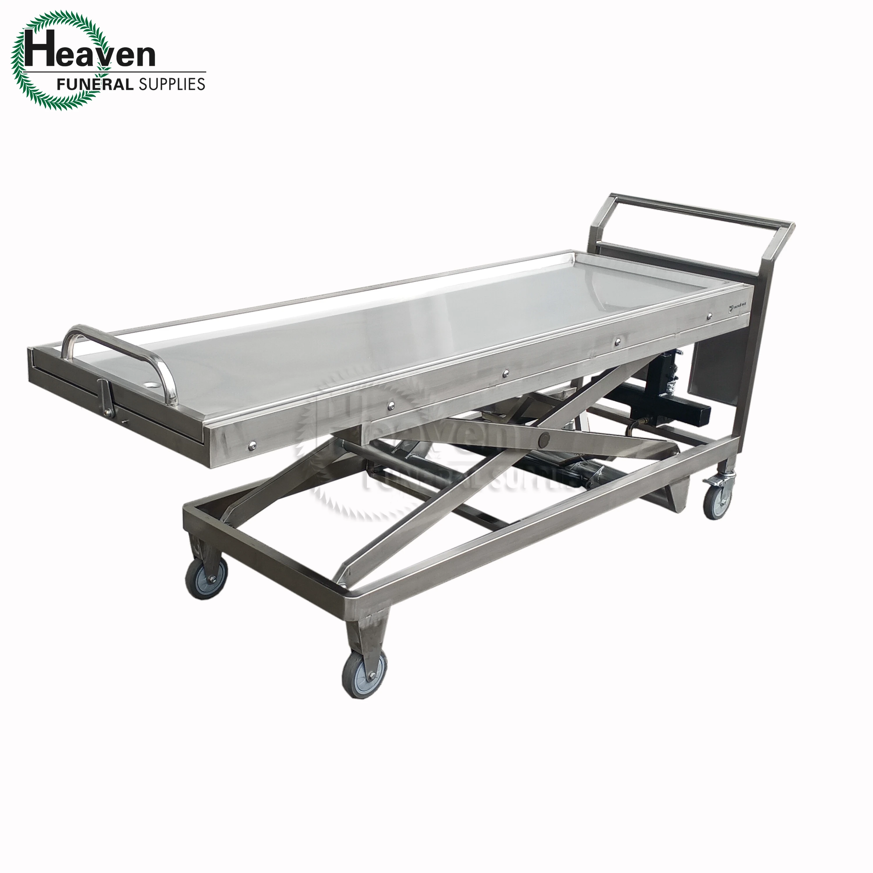 Hydraulic Morgue Trolley Funeral Equipment 304 Stainless Steel Mortuary Body Lifter Trolley Corpse Cart
